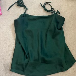 Emerald green satin tank top